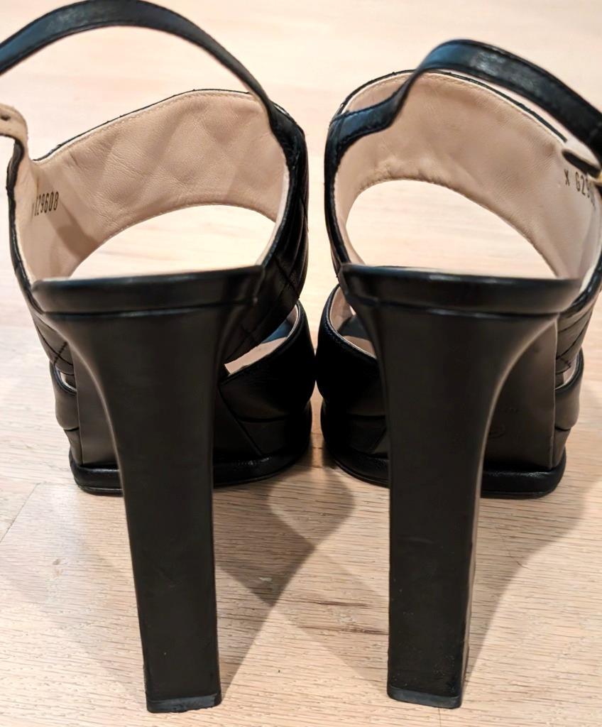 Chanel Black High Heel Platform Quilted Leather Shoes Size 9 Chanel Black High Heel Platform Quilted Leather Shoes Size 9