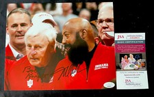 BOBBY BOB KNIGHT MIKE WOODSON SIGNED AUTOGRAPH 8X10 PHOTO COA JSA HOOSIERS