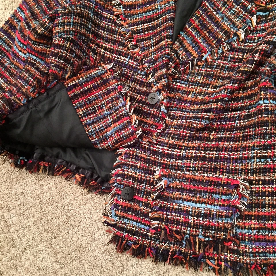 Hearts Of Palm Blazer Womens Size 14 Multicolor Shag  - Image 3 of 4