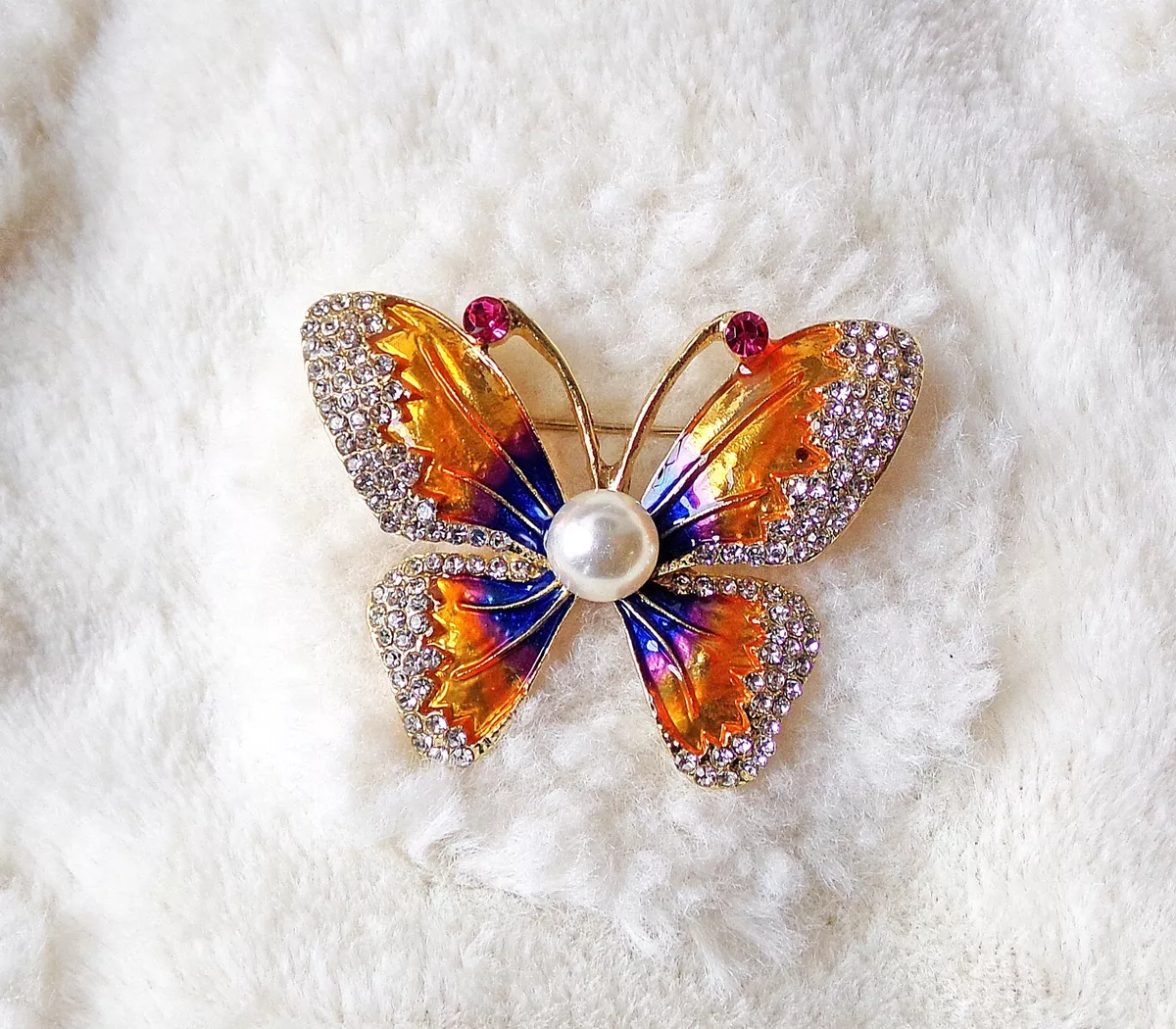 Crystal butterfly brooch deals