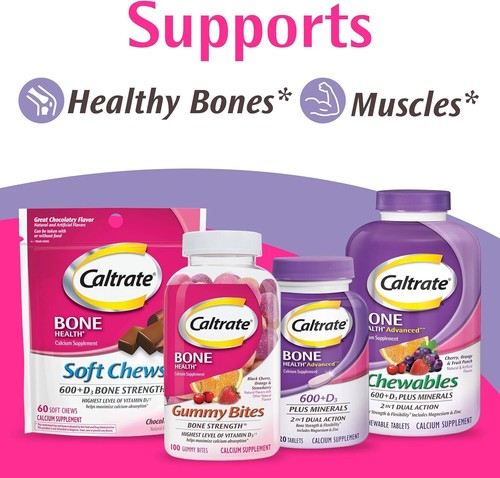 Caltrate Chewables 600 +D3 Plus Minerals Calcium and Vitamin D, Sugar Free, Cher - Picture 6 of 10