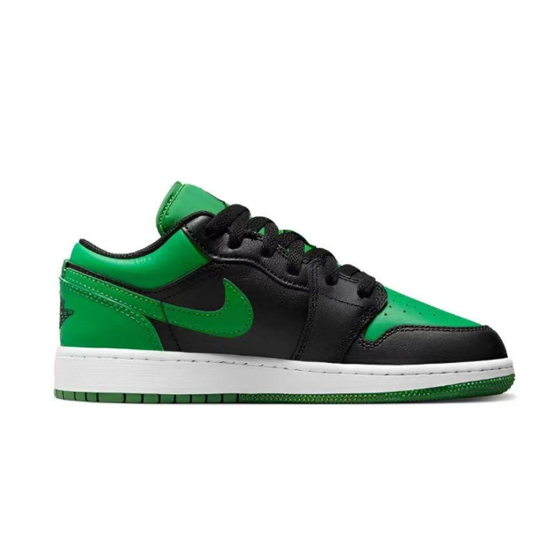 Air Jordan 1 AJ1 Low (GS) Black/Black-Lucky Green-White