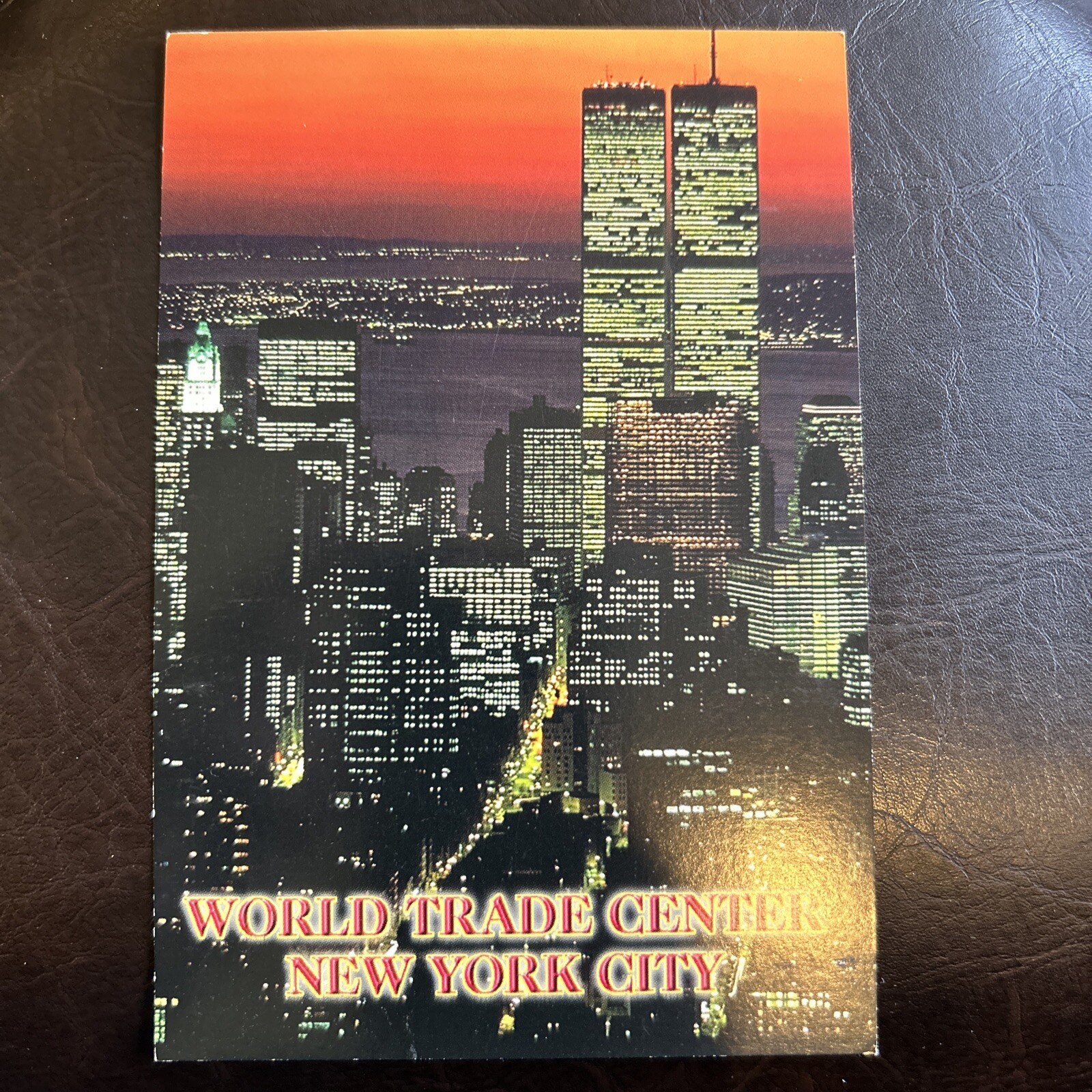 World Trade Center New York City Sunset Postcard Twin Towers WTC Pre 9/ ...