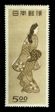 JAPAN 1948 Philatelic Week WOMEN BEAUTY LOOKING BACK Sc 422 MINT MH iconic stamp