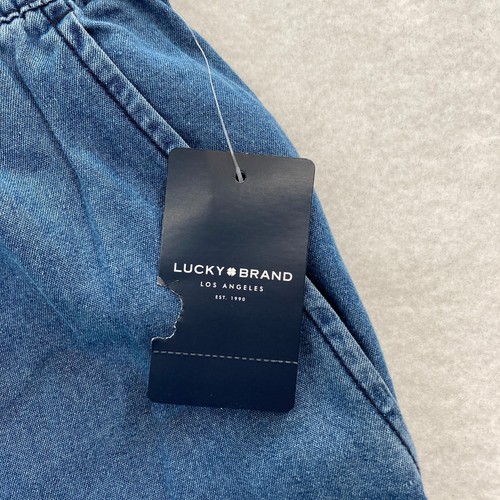 Lucky Brand Chambray Wide Leg Pants Women's XL Blue Pull On Relaxed Preppy NWT - Picture 4 of 14