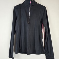 Juicy Couture Sport Black ATHLETIC SHIRT Small 1/4 Zip LONG SLEEVE  STRETCH.B24