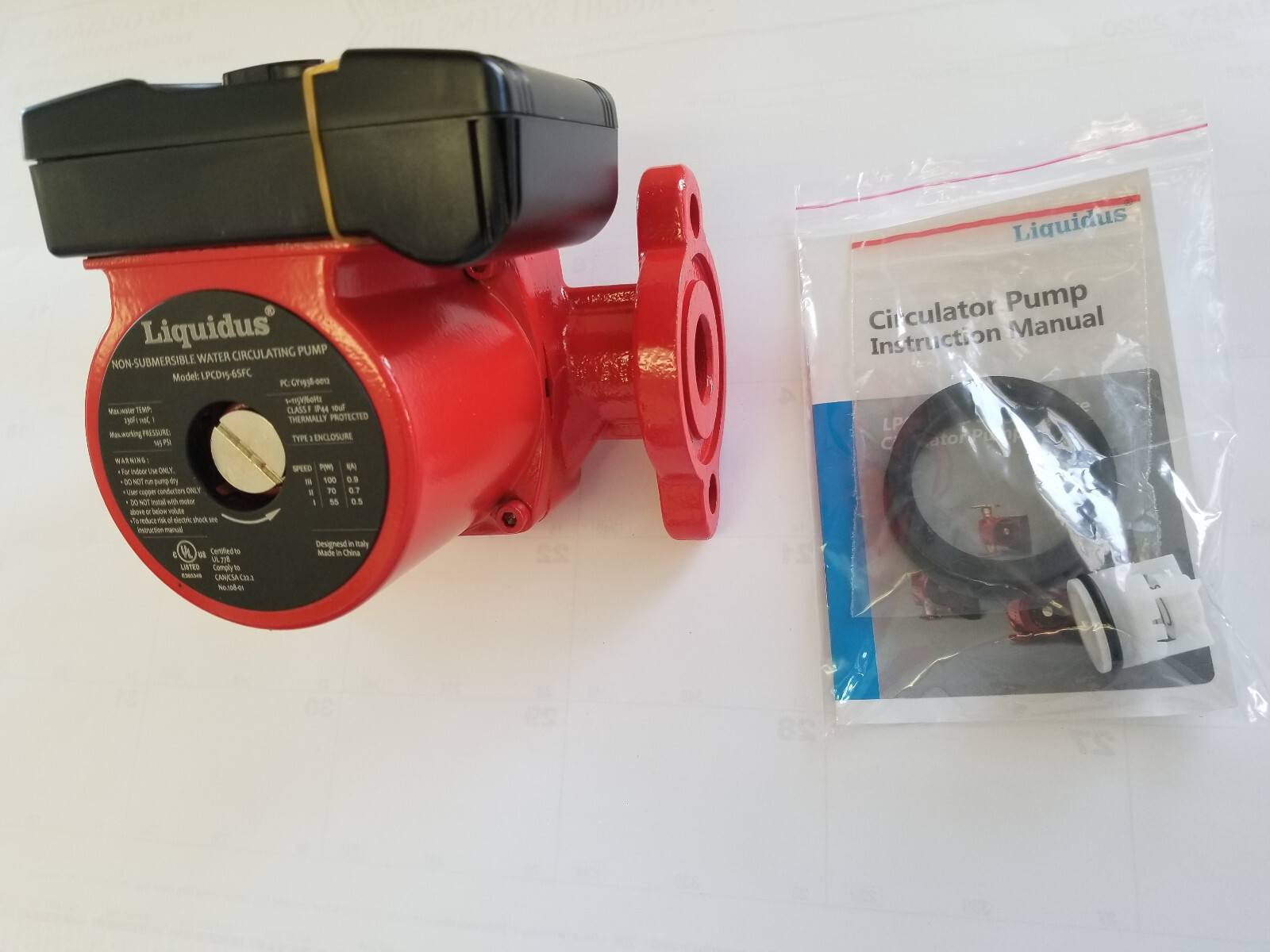 Liquidus Wood Furnace 3 Speed WATER circulation Pump Large With 1" Flanges