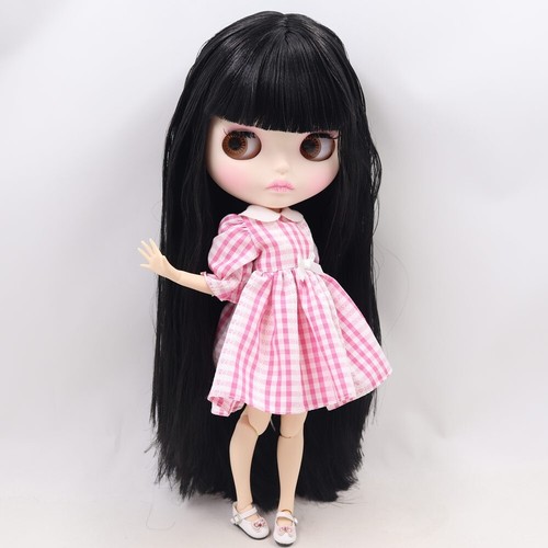 Muñeca Blythe "12 Cabello Negro Liso Cara Mate Desnudo Cuerpo Articulado Piel Blanca Regalo - Imagen 16 de 22