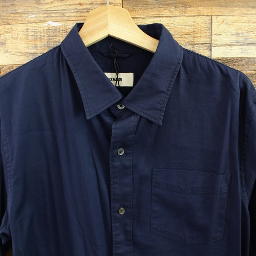 Buck Mason Mens Button-Up Shirt Size L One Pocket Deep Sea Draped Twill New Navy - Picture 2 of 14