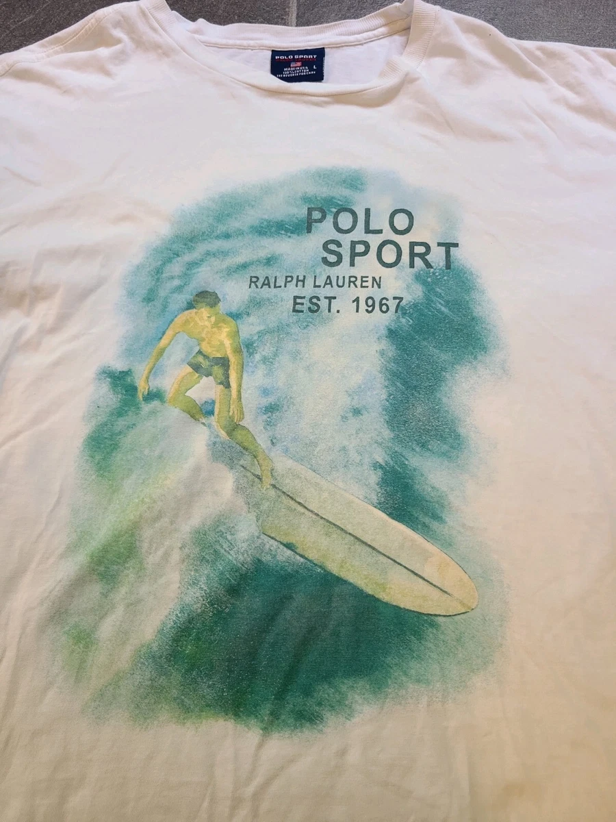 VTG POLO SPORT RALPH LAUREN SURF SURFER SPORTSMAN T SHIRT SZ L MADE IN USA
