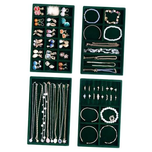 Jewelry Drawer Organizer, Drawer Jewelry Organizer for Drawer Inserts Green