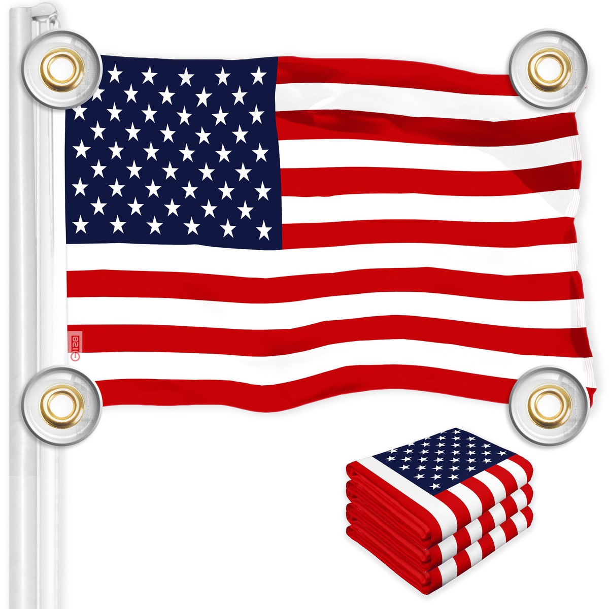 G128 3 Pack: American USA Flag 3x5 Ft Printed 150D Poly, 4 Corner