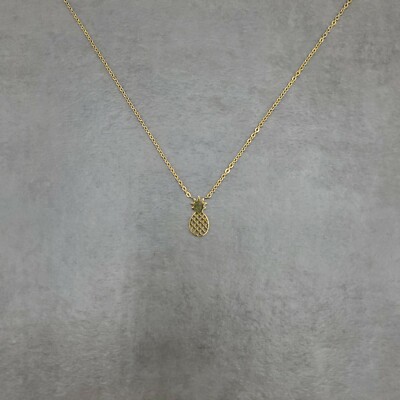 Pineapple GOLD Plated Necklace Farm Fruit Tropical Hawaii Vacation Island Sun