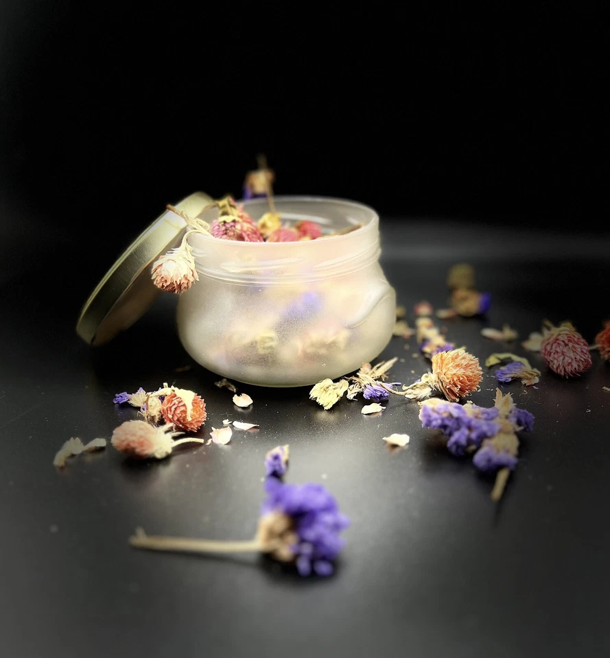 1 Italian Made Beautiful 21oz 12oz 7oz Glass/frosted Squat Bulb Jar w/Metal Lid - Image 4 of 4