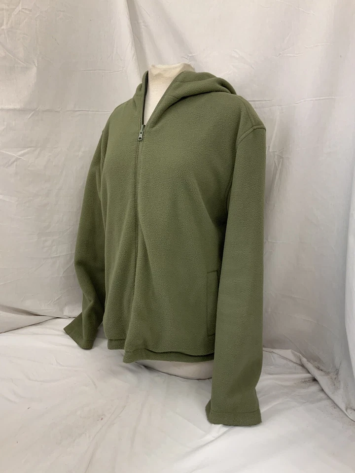 Izod Hoodie Sweatshirt M Green Full Zip Reversible 100% Polyester YGI W1-217 - Image 3 of 4