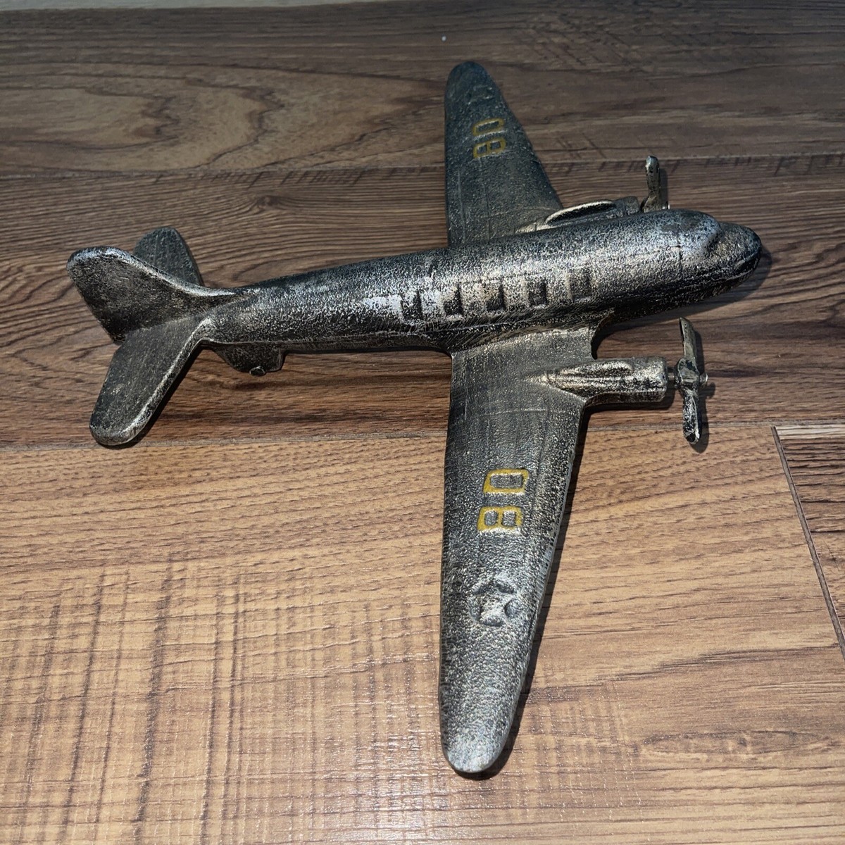 Vintage Metal Toy Airplane WWll Bomber Aircraft Heavy Metal