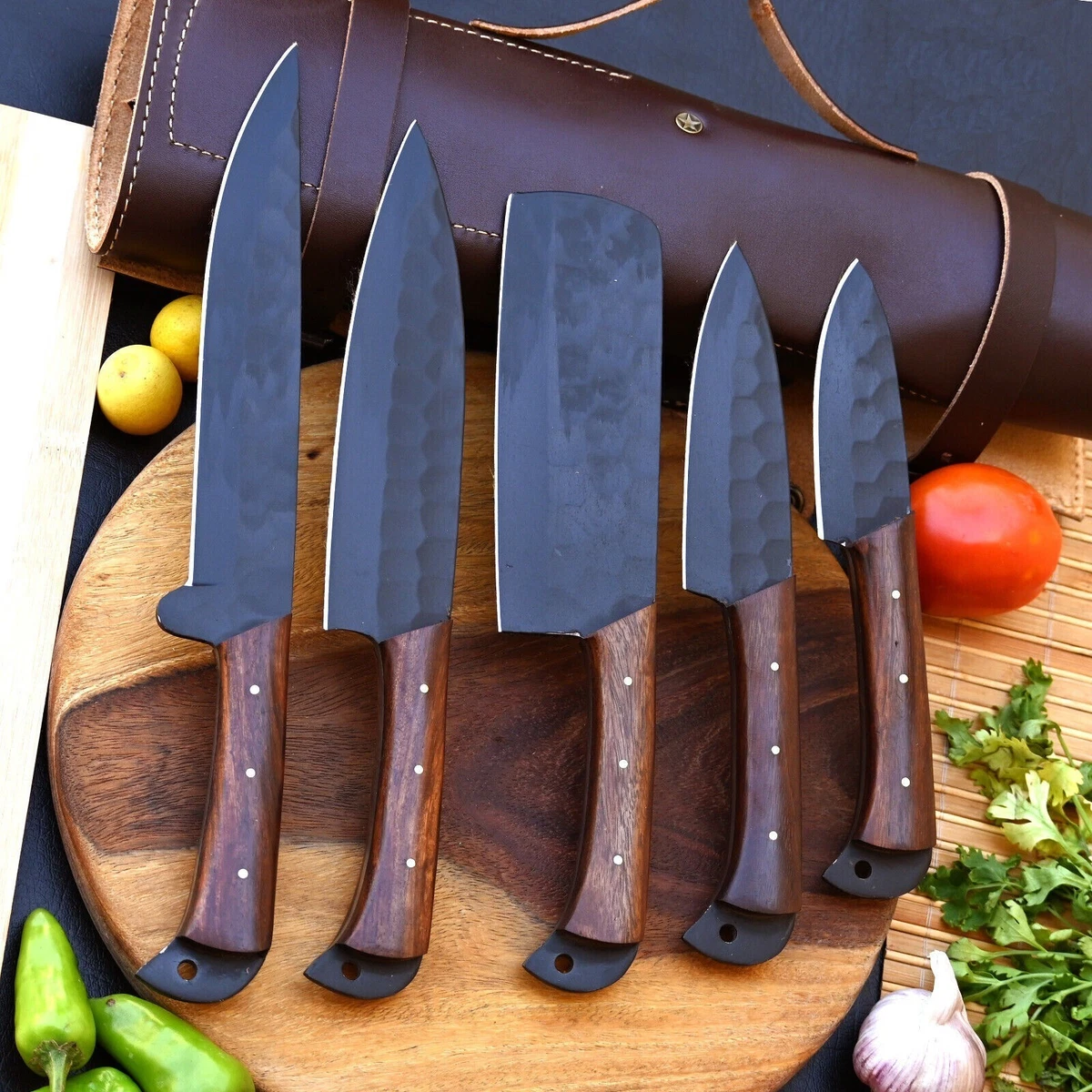 CUSTOM MADE FORGED CARBON STEEL CHEF KNIFE KITCHEN KNIVES CHEF SET