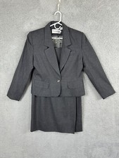 JH Collectibles vintage blazer wrap maxi skirt suit women 12 gray worsted wool