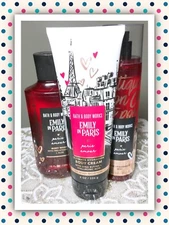 Bath & Body Works EMILY IN PARIS Amour Shower Gel Body Cream Mist Lot of 3
