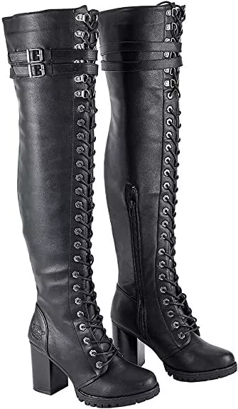 Thigh high boots with black jeans top