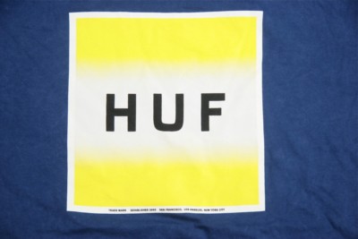 HUF DBC Worldwide T Shirt HUF Square Logo LA NY SF 100% Cotton HUF  Washed Navy