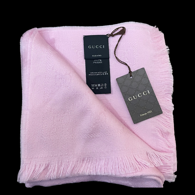 Gucci GG Logo Monogram Wool Jacquard Light Pink 'Sten' Scarf Gucci GG Logo Monogram Wool Jacquard Light Pink 'Sten' Scarf