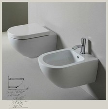 Sanitari bagno sospesi Enjoy vaso bidet e coprivaso colore bianco lucido