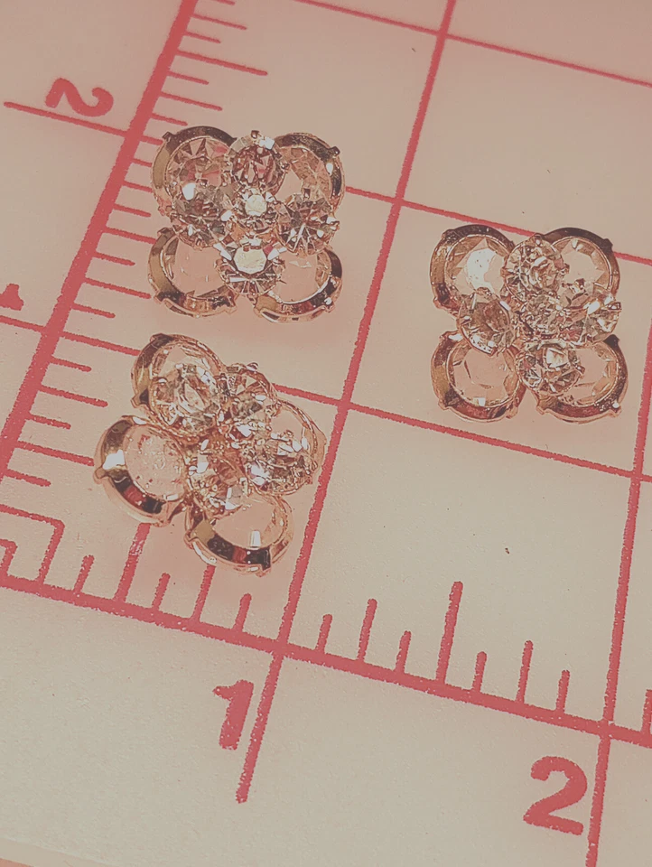 4 Multi Layer Gold Rhinestone Czech Shank Button 3-D Flower Design 3/4" #517 - Image 3 of 4