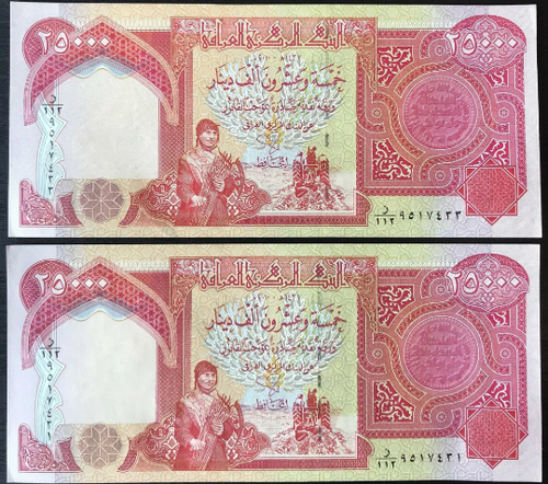 10 pcs x 25,000 Iraqi Dinar 2003 Banknotes, P-96 = 250,000 IQD (Iraq Currency) - Picture 8 of 10