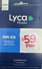 Lycamobile Prepaid $59 Plan Preloaded Sim Card Unlimited Call & Text