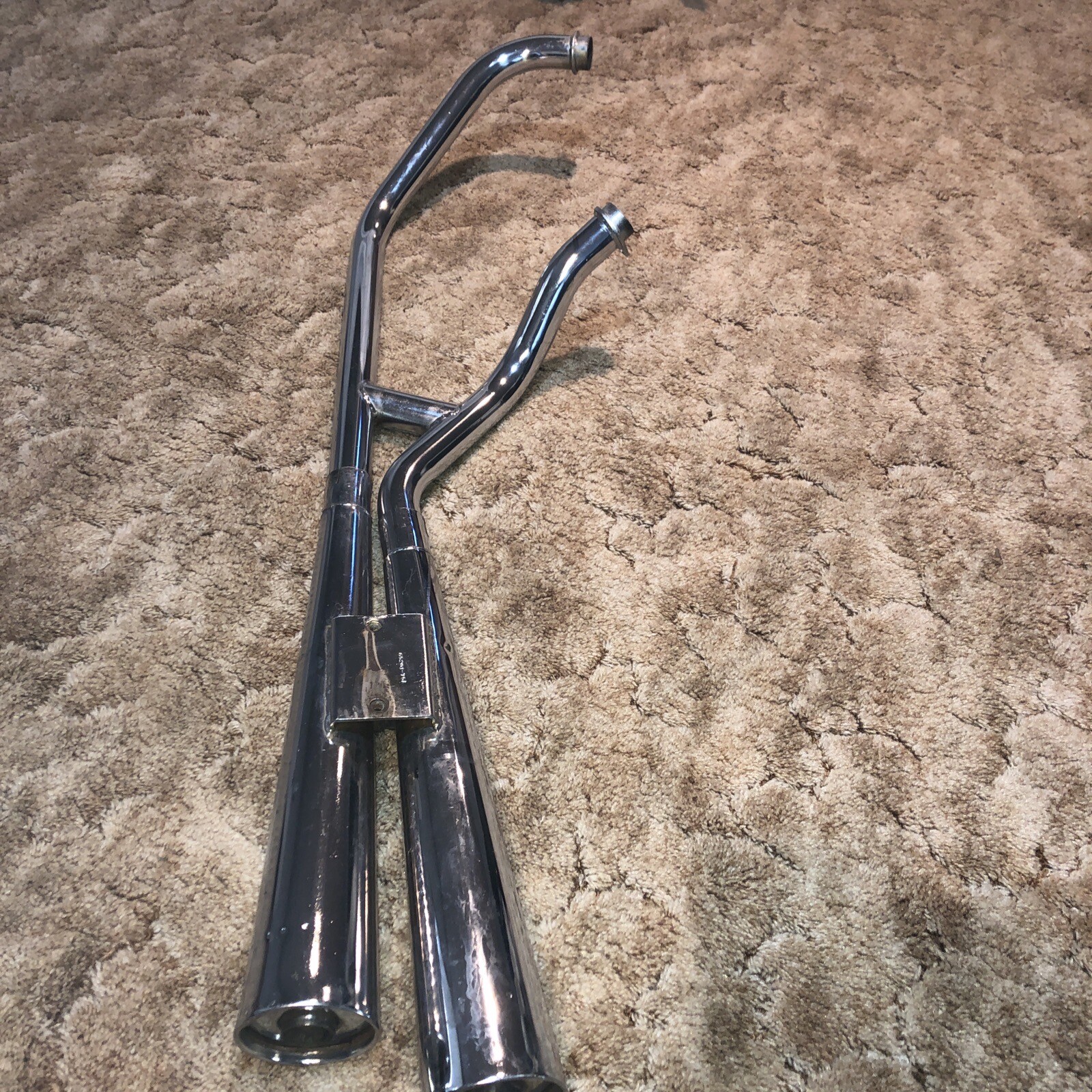 OEM 2 into 2 Exhaust PIpes Harley Shovelhead OEM 1975 Interconnected