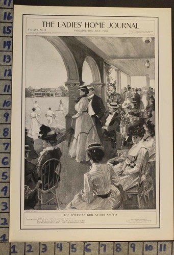 1900 ILLUS CHRISTY SPORT TENNIS AMERICAN GIRL FASHION COUNTRY CLUB COVER RI79