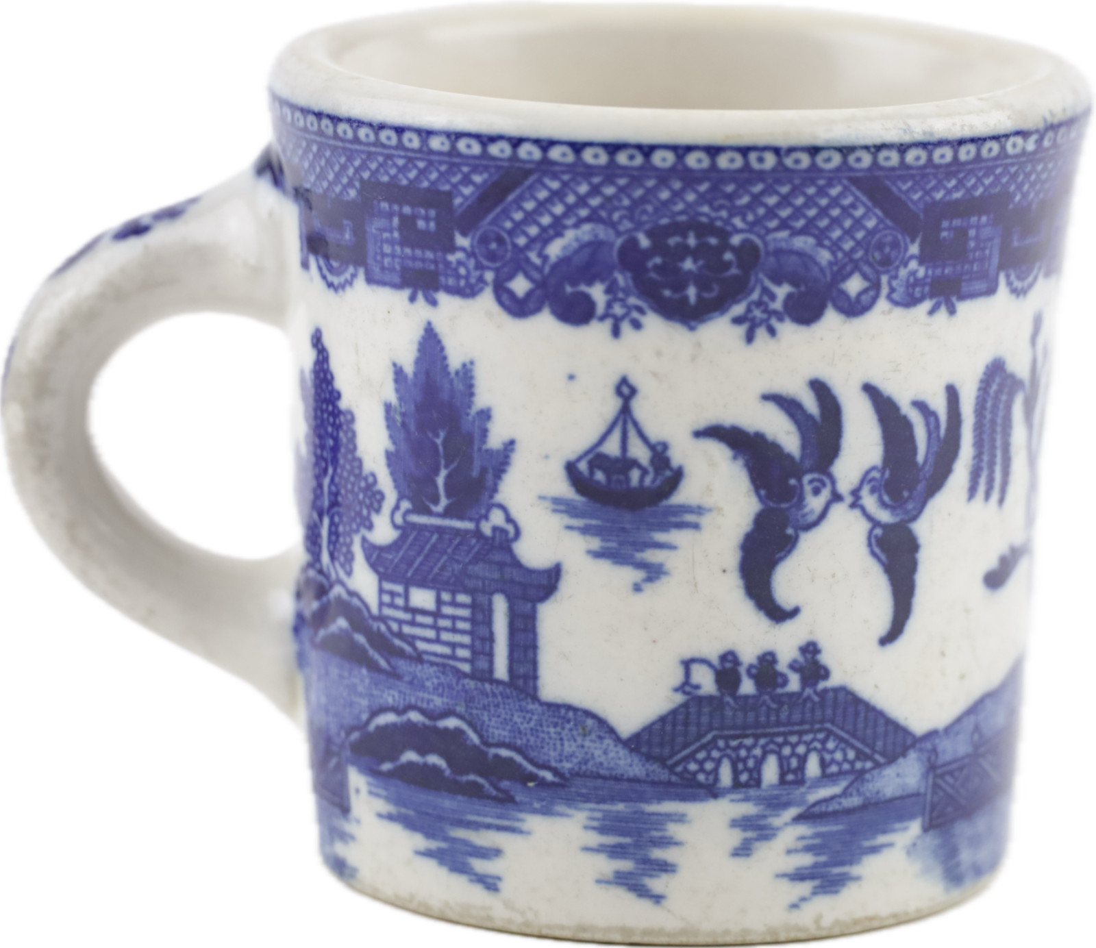 Coffee Mug Restaurant Nasco Ware Japan 7oz Vintage Blue Willow High Speckle 