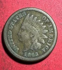 1863 US Copper Nickel Indian Head Cent! Very Good/FINE! Old Coin!