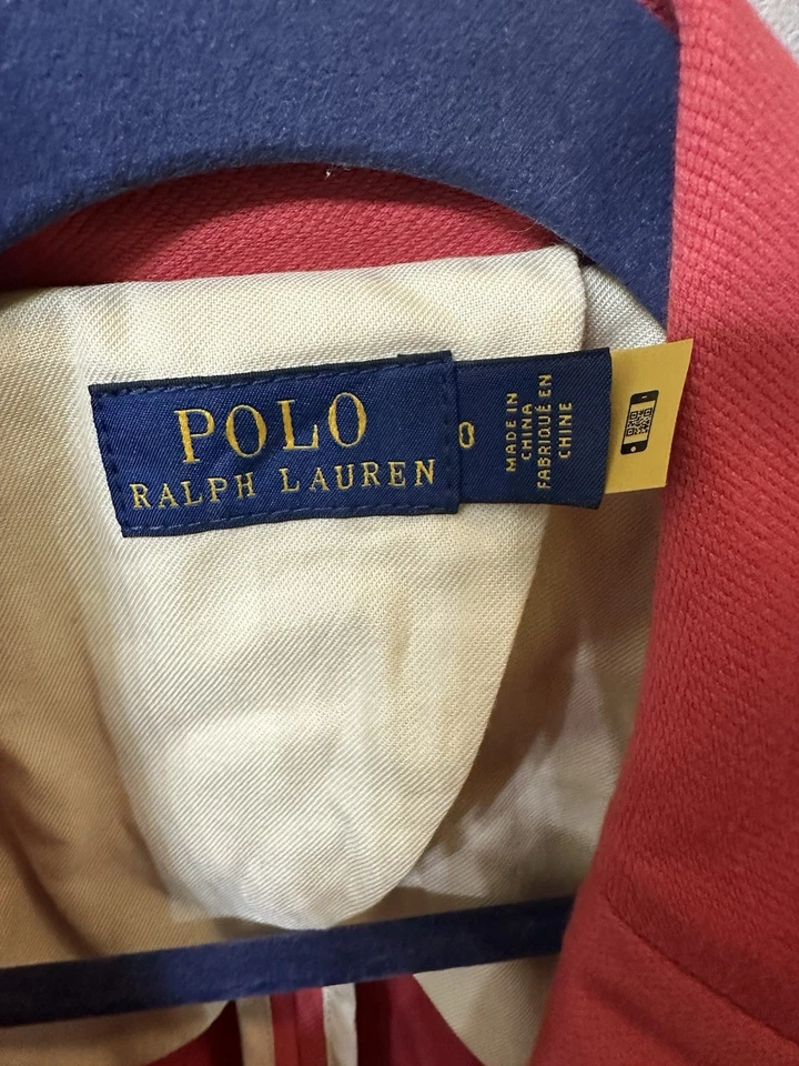 Blazer Ralph Lauren para mujer parche con logotipo doble tejido rojo talla 0 Foto 3 de 4