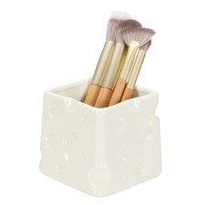 Ceramic Makeup Brush Organizer, 3" Cosmetic Brush Holder, White