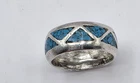 Navajo Ring Turquoise Band Inlay Native Southwest 925 Silver Size 4.5 Vintage
