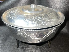 Vintage Nasco Italy Aluminum  Covered Dish w/Lid and Stand