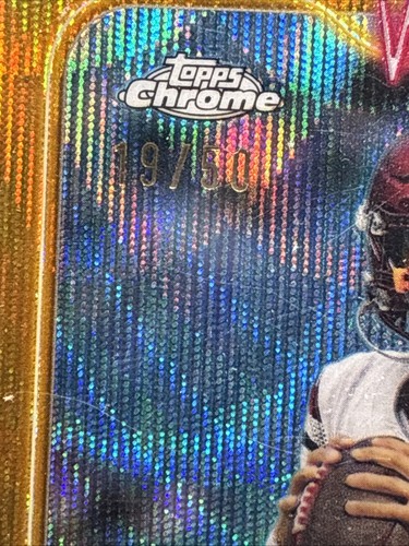 2024 Topps Chrome Jayden Daniels Rookie Gold Wave /50 - Picture 2 of 3