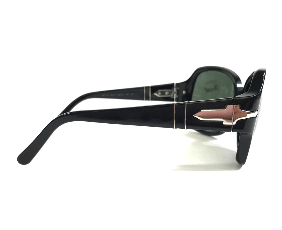 Gafas de sol Persol 2917-S 95/31 pulidas negras mariposa con lentes de vidrio verde Foto 3 de 4
