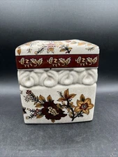 Vtg Bombay Co Square Tissue Box Cover Traditional Asian Floral Classic Design