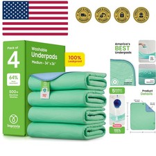 Incontinence Bed Pads Washable Waterproof mattress protector - 4 Pack - 34" x...