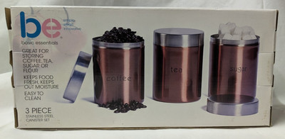 Bare Essential 3-Piece Copper Colored Stainless Steel Canisters