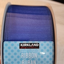 NEW Kirkland Blue Sparkle Wire-edged Ribbon, 2-1/2" x 50 yards