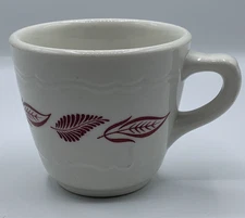 Vintage Wallace China Restaurant Ware Coffee Cup White Crimson Leaf Pattern