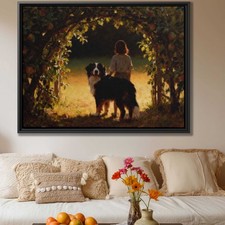 Bernese Mountain Dog Oil Painting Canvas Print Rustic Farmhouse Wall Art Decor