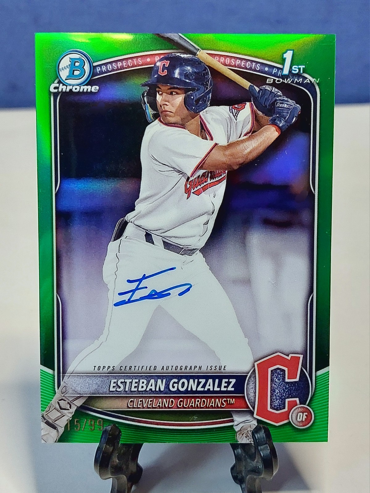 Esteban Gonzalez 2025 Bowman Chrome 1st Green Refractor Auto #/99 SP Guardians