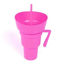 2 In 1 Stadium Tumbler with Snack Bowl Reusable Snack and Drink Cup Pink