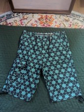 NWOT Mens Dissident Green and Black geometric cotton shorts Large - 34-36w