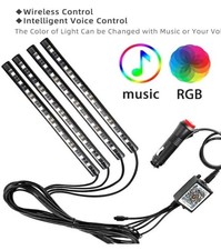Car LED Interior Lights with Music Sync 72 RGB LEDs, Bluetooth Remote Control